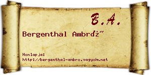 Bergenthal Ambró névjegykártya